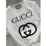 Gucci Women GG Oversize T-Shirt Interlocking G Off-White Cotton Jersey - Image 3