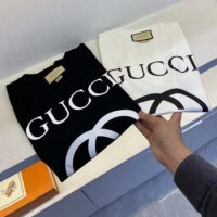 Gucci Men GG Oversize T-Shirt Interlocking G Off-White Cotton Jersey (1)