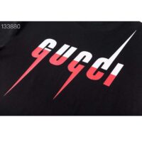 Gucci Men GG T-Shirt Gucci Blade Print Black Cotton Jersey Crewneck (8)