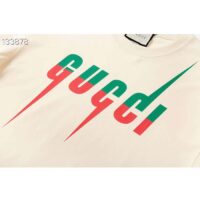 Gucci Men GG T-Shirt Gucci Blade Print White Cotton Jersey Crewneck (9)