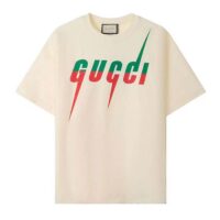 Gucci Men GG T-Shirt Gucci Blade Print White Cotton Jersey Crewneck (9)