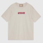 Gucci Herren GG T-Shirt mit Gucci-Print, Rundhalsausschnitt, kurze Ärmel, Oversize-Passform