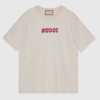 Gucci Men GG T-Shirt Gucci Print Crewneck Short Sleeves Oversize Fit (10)