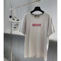 Gucci Men GG T-Shirt Gucci Print Crewneck Short Sleeves Oversize Fit (10)