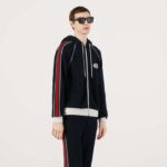 Gucci Men GG Wool Jersey Jacket Web Interlocking G Front Pockets - Image 10