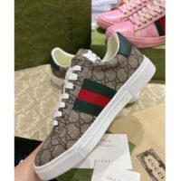 Gucci Unisex Ace Sneaker Web Beige GG Supreme Canvas Low Heel (4)