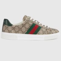 Gucci Unisex Ace Sneaker Web Beige GG Supreme Canvas Low Heel (4)