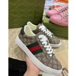 Gucci Unisex Ace Sneaker Web Beige GG Supreme Canvas Low Heel - immagine 2