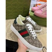 Gucci Unisex Ace Sneaker Web Beige GG Supreme Canvas Low Heel (4)