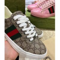 Gucci Unisex Ace Sneaker Web Beige GG Supreme Canvas Low Heel (4)