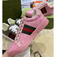 Gucci Unisex Ace Sneaker Web Pink GG Crystal Canvas Low Heel (11)