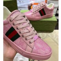 Gucci Unisex Ace Sneaker Web Pink GG Crystal Canvas Low Heel (11)