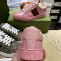 Gucci Unisex Ace Sneaker Web Pink GG Crystal Canvas Low Heel (11)