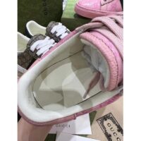 Gucci Unisex Ace Sneaker Web Pink GG Crystal Canvas Low Heel (11)