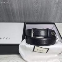 Gucci Unisex Black Signature Belt GG Detail Square Buckle 3.8 CM Width (8)