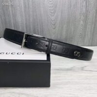 Gucci Unisex Black Signature Belt GG Detail Square Buckle 3.8 CM Width (8)