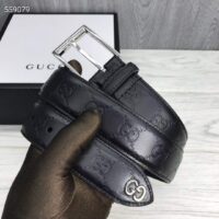 Gucci Unisex Black Signature Belt GG Detail Square Buckle 3.8 CM Width (8)