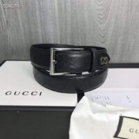 Gucci Unisex Black Signature Belt GG Detail Square Buckle 3.8 CM Width (8)