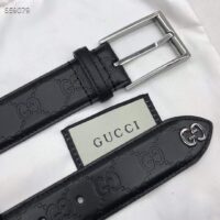 Gucci Unisex Black Signature Belt GG Detail Square Buckle 3.8 CM Width (8)