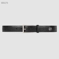 Gucci Unisex Black Signature Belt GG Detail Square Buckle 3.8 CM Width (8)