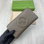 Gucci Unisex GG Blondie Zip Around Wallet Brown Leather Round Interlocking G - immagine 5