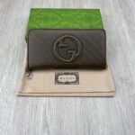 Gucci Unisex GG Blondie Zip Around Wallet Brown Leather Round Interlocking G - immagine 2