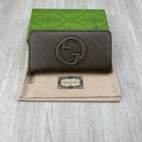 Gucci Unisex GG Blondie Zip Around Wallet Brown Leather Round Interlocking G (6)