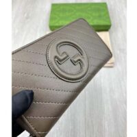 Gucci Unisex GG Blondie Zip Around Wallet Brown Leather Round Interlocking G (6)