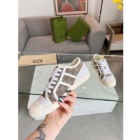Gucci Unisex GG Canvas Sneaker Beige Rubber Sole Lace Up Flat (3)