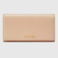 Gucci Unisex GG Continental Wallet Gucci Script Beige Leather Taffeta (8)