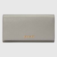 Gucci Unisex GG Continental Wallet Light Grey Leather Taffeta Lining (4)