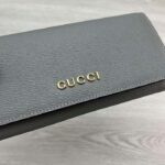 Gucci Unisex GG Continental Wallet Light Grey Leather Taffeta Lining - immagine 5