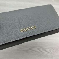 Gucci Unisex GG Continental Wallet Light Grey Leather Taffeta Lining (4)