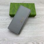 Gucci Unisex GG Continental Wallet Light Grey Leather Taffeta Lining - immagine 4