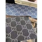 Gucci Unisex GG Jacquard Knit Scarf Tassels Navy Brown Wool - Image 7