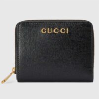 Gucci Unisex GG Mini Wallet Gucci Script Black Leather Taffeta Lining (10)