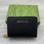 Gucci Unisex GG Mini Wallet Gucci Script Black Leather Taffeta Lining – Image 2