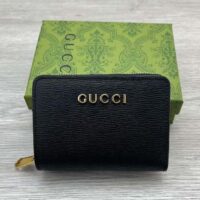 Gucci Unisex GG Mini Wallet Gucci Script Black Leather Taffeta Lining (10)