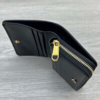 Gucci Unisex GG Mini Wallet Gucci Script Black Leather Taffeta Lining (10)
