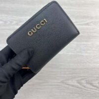 Gucci Unisex GG Mini Wallet Gucci Script Black Leather Taffeta Lining (10)