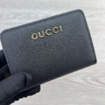 Gucci Unisex GG Mini Wallet Gucci Script Black Leather Taffeta Lining – Image 7