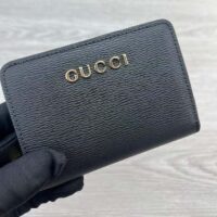 Gucci Unisex GG Mini Wallet Gucci Script Black Leather Taffeta Lining (10)