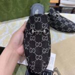 Gucci Unisex GG Princetown Slipper Black Denim Horsebit Leather Flat - Imagen 5