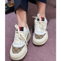 Gucci Unisex GG Re-Web Sneaker Script Beige Interlocking G Low Heel (13)