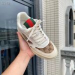 Gucci Unisex GG Re-Web Sneaker Script Beige Interlocking G Low Heel - immagine 9