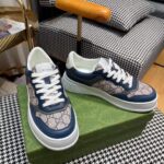 Gucci Unisex GG Sneaker Beige Blue GG Supreme Canvas Mid-Heel - Image 4