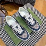 Gucci Unisex GG Sneaker Beige Blue GG Supreme Canvas Mid-Heel - Image 2