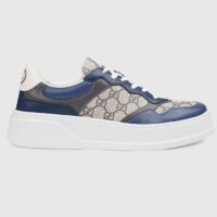 Gucci Unisex GG Sneaker Beige Blue GG Supreme Canvas Mid-Heel (3)