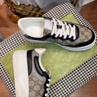 Gucci Unisex GG Sneaker Beige Ebony GG Supreme Canvas Mid-Heel (9)