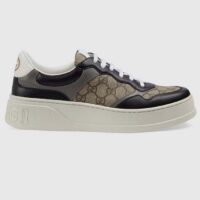 Gucci Unisex GG Sneaker Beige Ebony GG Supreme Canvas Mid-Heel (9)